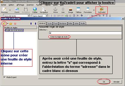 Créer une feuille de style interne avec le logiciel Kompozer.